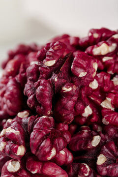 Fresh Red Xinjiang Walnuts Closeup - Premium Nuts with Natural Skin and Kernels