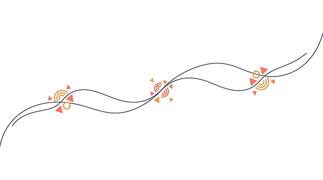 Abstract Wave Line Art with Geometric Elements and Minimalist Design
