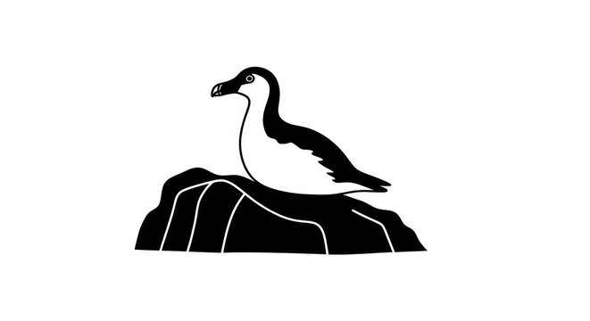 Black bird sitting on rock.