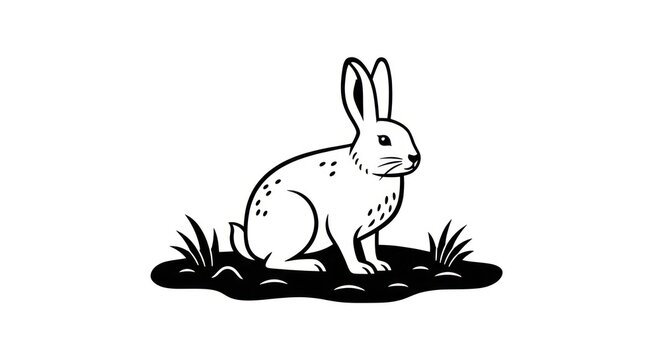Cute rabbit sitting in grass field.