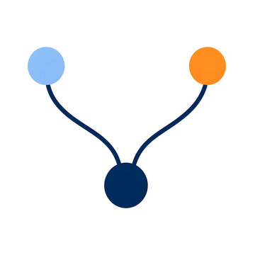 Branching connection tree diagram merging two nodes into one, perfect for data aggregation, synthesis, and decision integration.