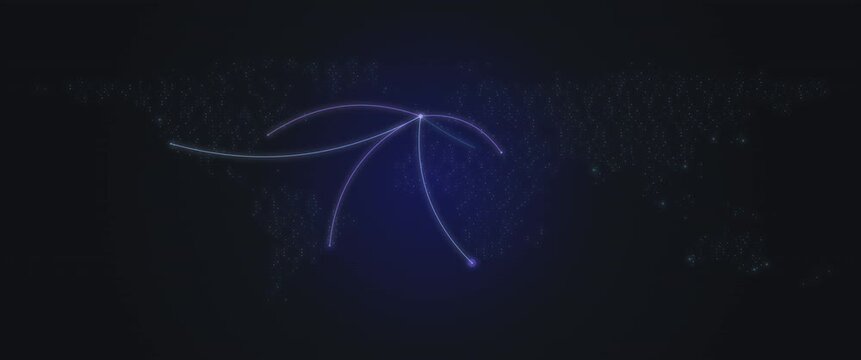 Cinematic widescreen violet hub map routes anamorphic seamless loop