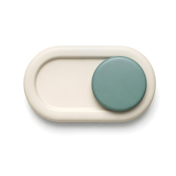 Minimalist toggle switch icon in on position isolated on white background, suitable for modern user interface design, app settings, and control panel mockups.