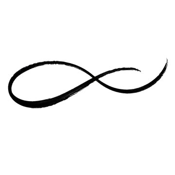 Brush stroke infinity loop symbol isolated on white background, perfect for endless concept graphics, logo design elements, and artistic swirl motifs.