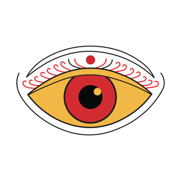 Stylized red and yellow human eye icon