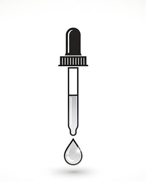 Scientific glass pipette dropper with liquid drop isolated on transparent background vector