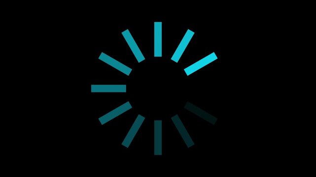Loading circle icon animation on dark blue background. Progress bar motion graphic and circle rotating loading icon