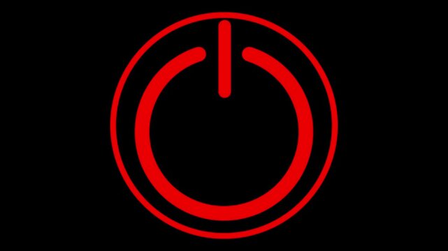 power button turning on and off ,looping animation. Comuter and laptop power on and off icon .4K