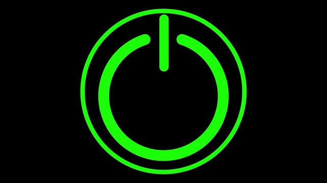 power button turning on and off ,looping animation. Comuter and laptop power on and off icon .4K