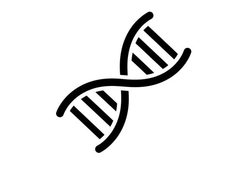 Simple black DNA strand icon isolated on transparent background for medical science graphics