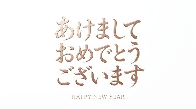 Japanese new year greeting handwritten calligraphy typography