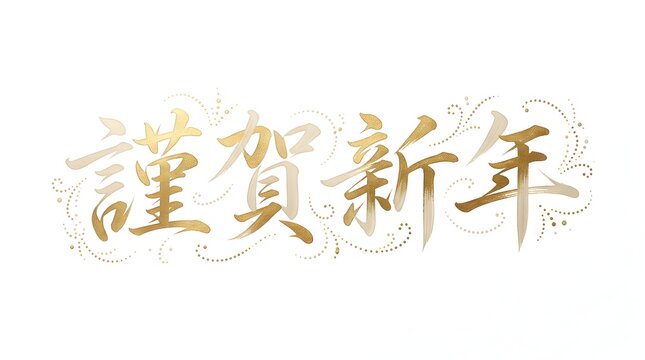 Japanese calligraphy gold new year greeting text vector design