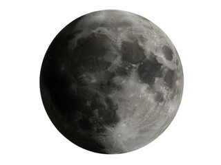 Obraz premium closeup view of the moon showing lunar surface craters and maria with natural lighting transparent background