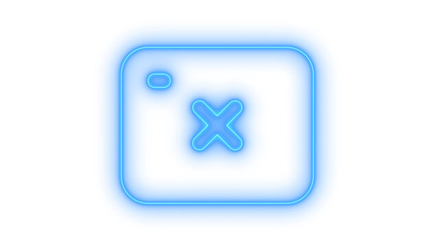 Glowing neon browser window close icon isolated on transparent background. Cancel tab sign. Exit interface button. Delete program screen. Web navigation.