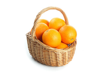 Fresh Blood Oranges in Wicker Basket on White Background - Healthy Citrus Fruit Collection © Nguyen