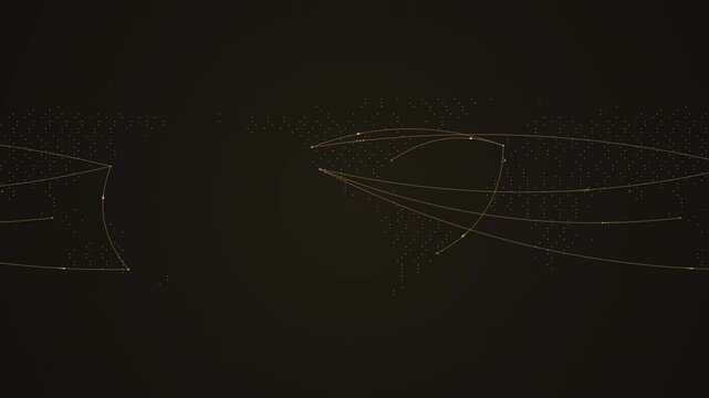 White dotted world map with amber routes seamless loop