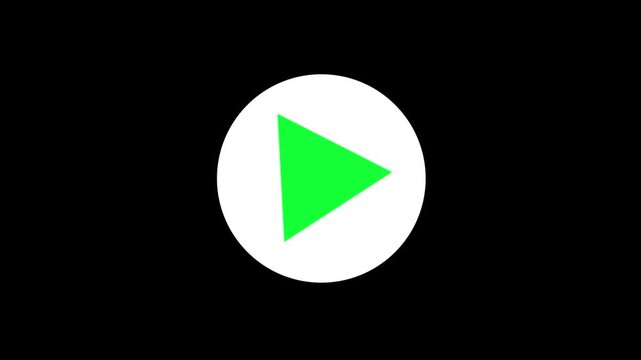 play icon, video play icon for website and mobile design animation on black background. glowing play button animation. Press to play. On black background .Video, play button icon