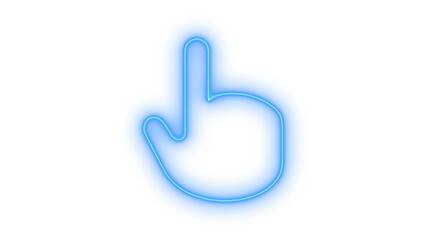Fototapeta premium Glowing neon hand pointing up icon isolated on transparent background. Click gesture. Touch screen pointer. Cursor arrow. Web navigation.