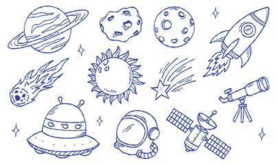 Outer Space and Astronomy Hand Drawn Doodle Line Art Collection © Febriana-Wulan