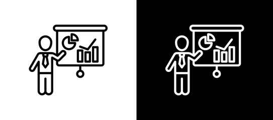 Fototapeta premium Presentation Icon On White and Black Backgrounds. 