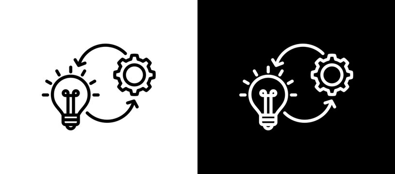 Implementation Icon On White and Black Backgrounds.   