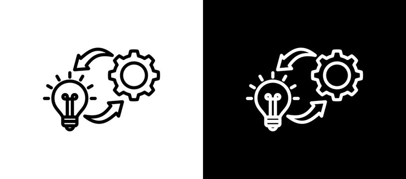 Implementation Icon On White and Black Backgrounds.   