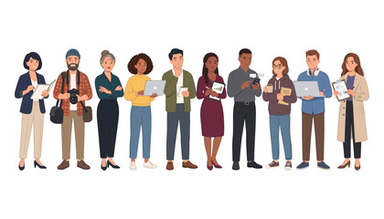 Fototapeta premium Diverse Group of Professionals Standing Together, Illustration of Teamwork and Collaboration