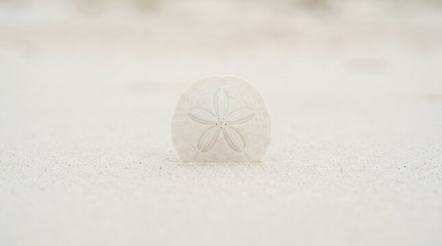 Delicate Sand Dollar Resting on a Soft Sandy Beach.
