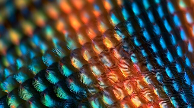 Extreme Macro Close Up of Iridescent Butterfly Wing Scales.