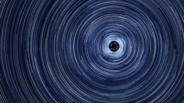 Star trails timelapse spinning in concentric circular night sky background