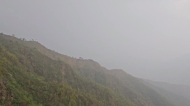 Manakamana Cable Car Descending Over Mountain Valley in Nepal