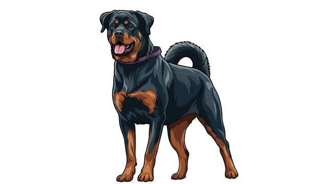 Rottweiler dog vector illustration standing pose 