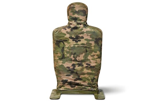 Military Training Decoy Target with Camouflage Pattern Isolated on White Background