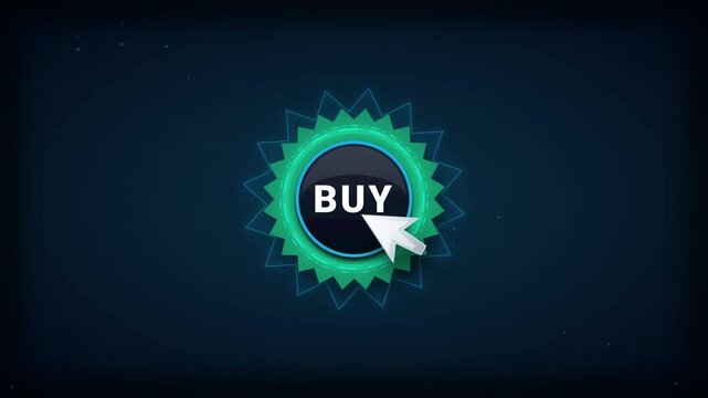 Mouse Cursor Clicking Neon Buy Button, E-Commerce Call To Action