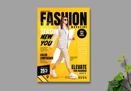 Fashion Magazine Cover Template with Bold Typography Modern Editorial