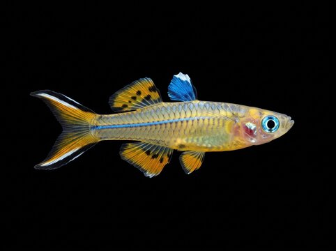 Forktail Blue-Eye (Pseudomugil furcatus) Isolated on Black Background