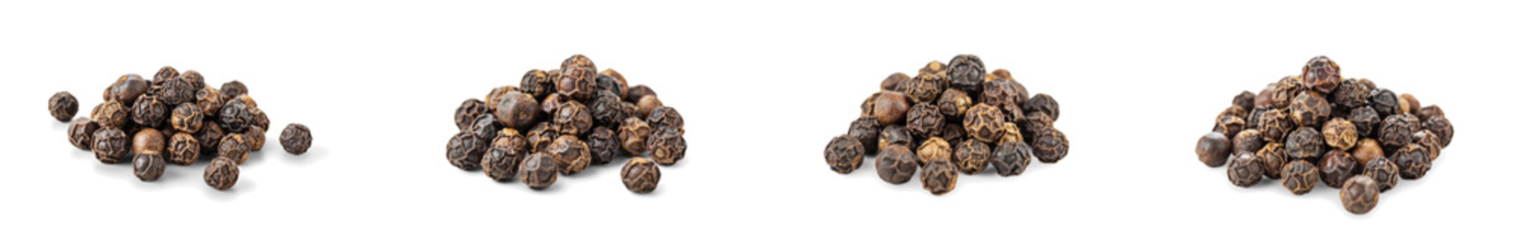 Whole black peppercorn piles isolated on transparent background