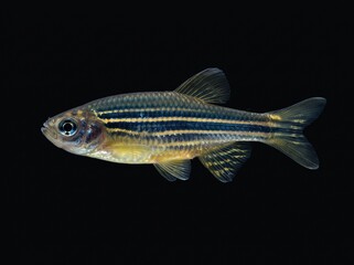 Fototapeta premium Giant Danio (Devario aequipinnatus) Isolated on Black Background