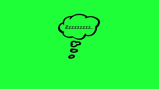 Sleepy thought bubble zzz animation green screen 