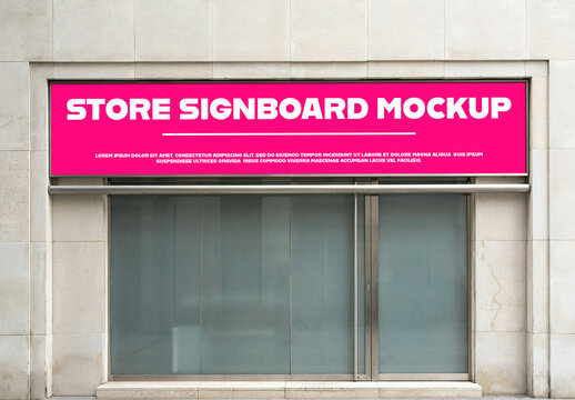 Realistic Store Signboard Mockup Template