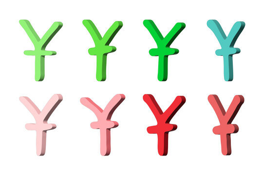 Set of 3d chinese yuan currency symbol Elements for design