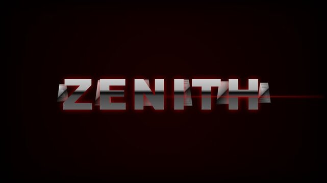 Metallic 3d zenith text with shattered glass fragments
