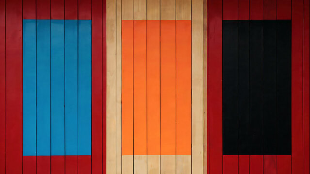 Abstract wooden planks background featuring colorful painted rectangles