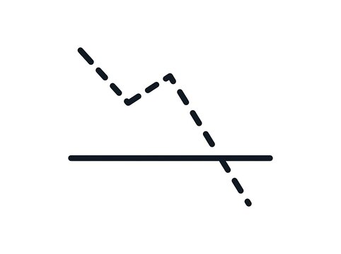 Broken dotted line intersecting solid horizontal line