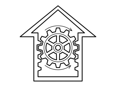 Simple gear icon inside an upward arrow shape