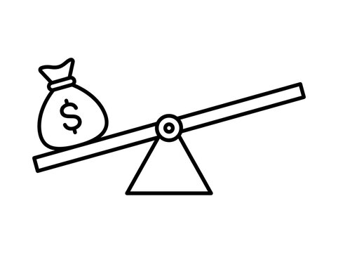 Money bag on a balancing scale icon illustration