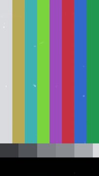 Retro television test pattern with color bars and grayscale, vintage analog broadcast signal for calibration