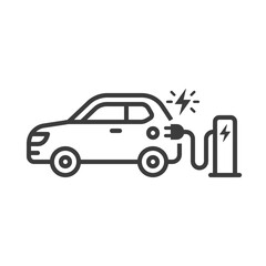 Obraz premium Electric vehicle charging station icon outline vector illustration isolated on white background