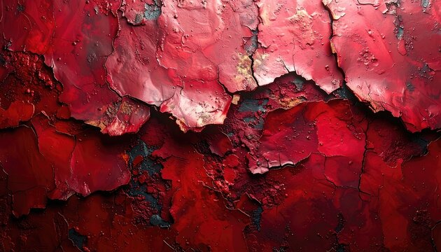 A close-up abstract view of cracked red textures.