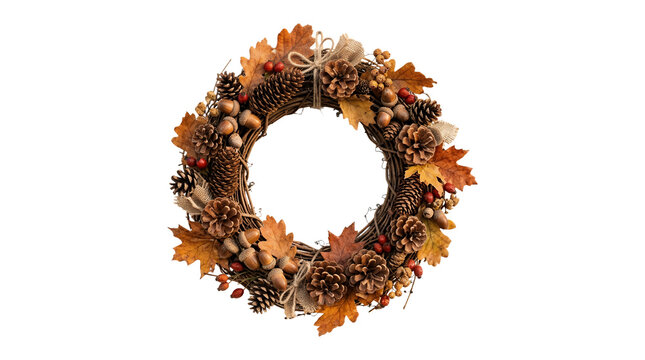 Autumn Wreath Fall Leaves Seasonal Decoration.